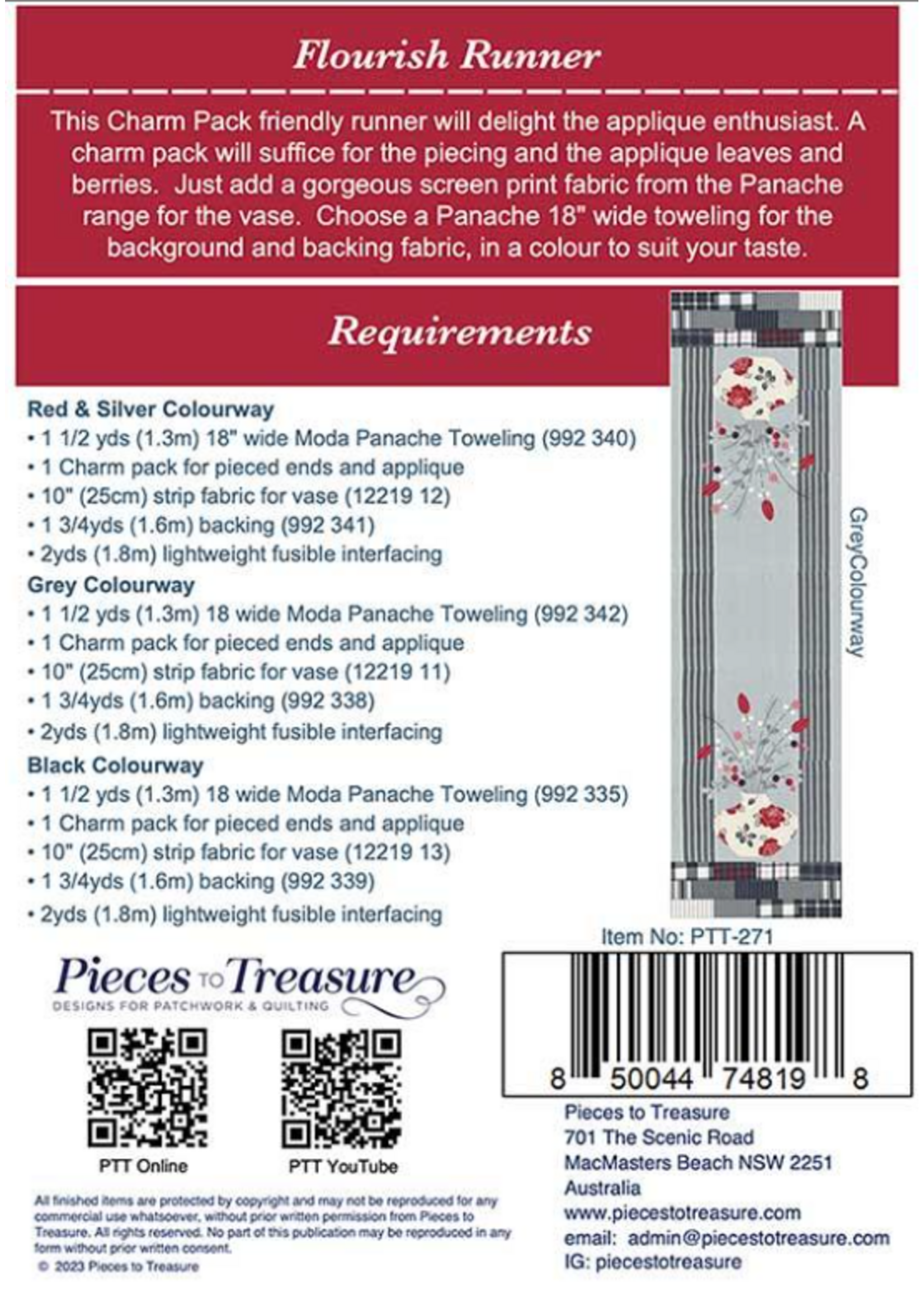 Pieces to Treasure Flourish table runner pattern