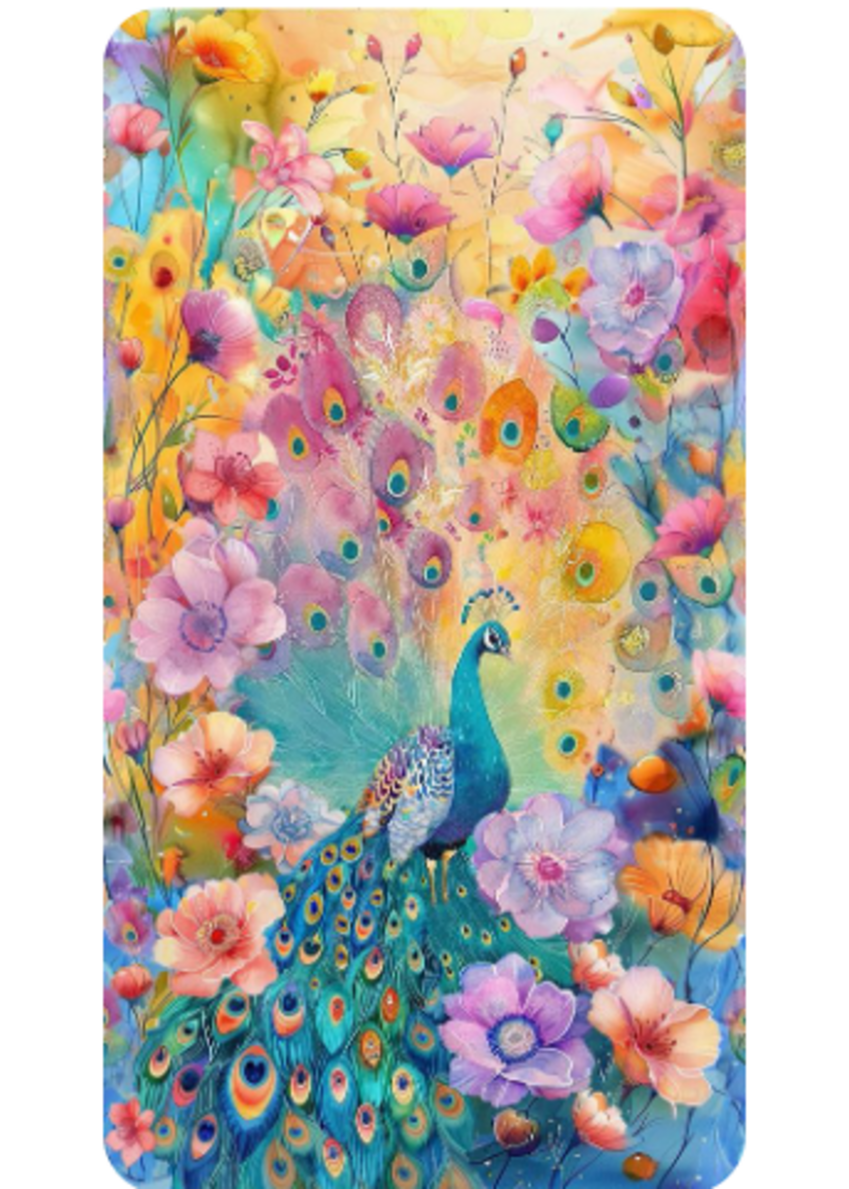Timeless Treasures Wild Beauty Peacock Floral Print  Panel 24 x 42"
