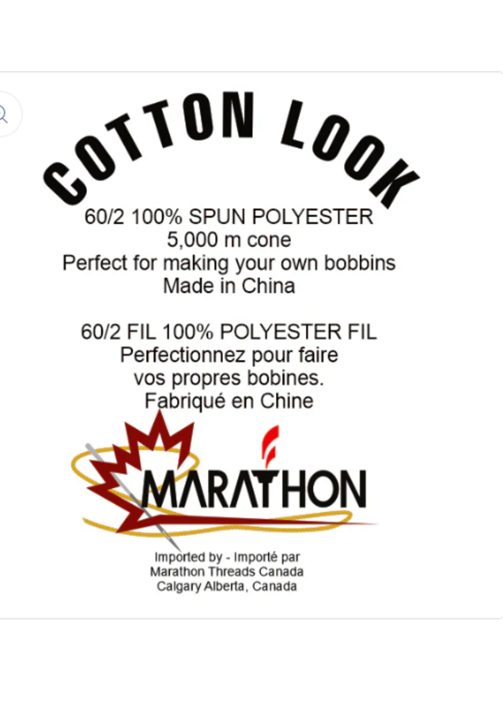 Marathon Threads Marathon Bobbin Thread  5000mtr -a502 white