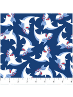 Shark Attack Navy Blue - Per 10cm/4"