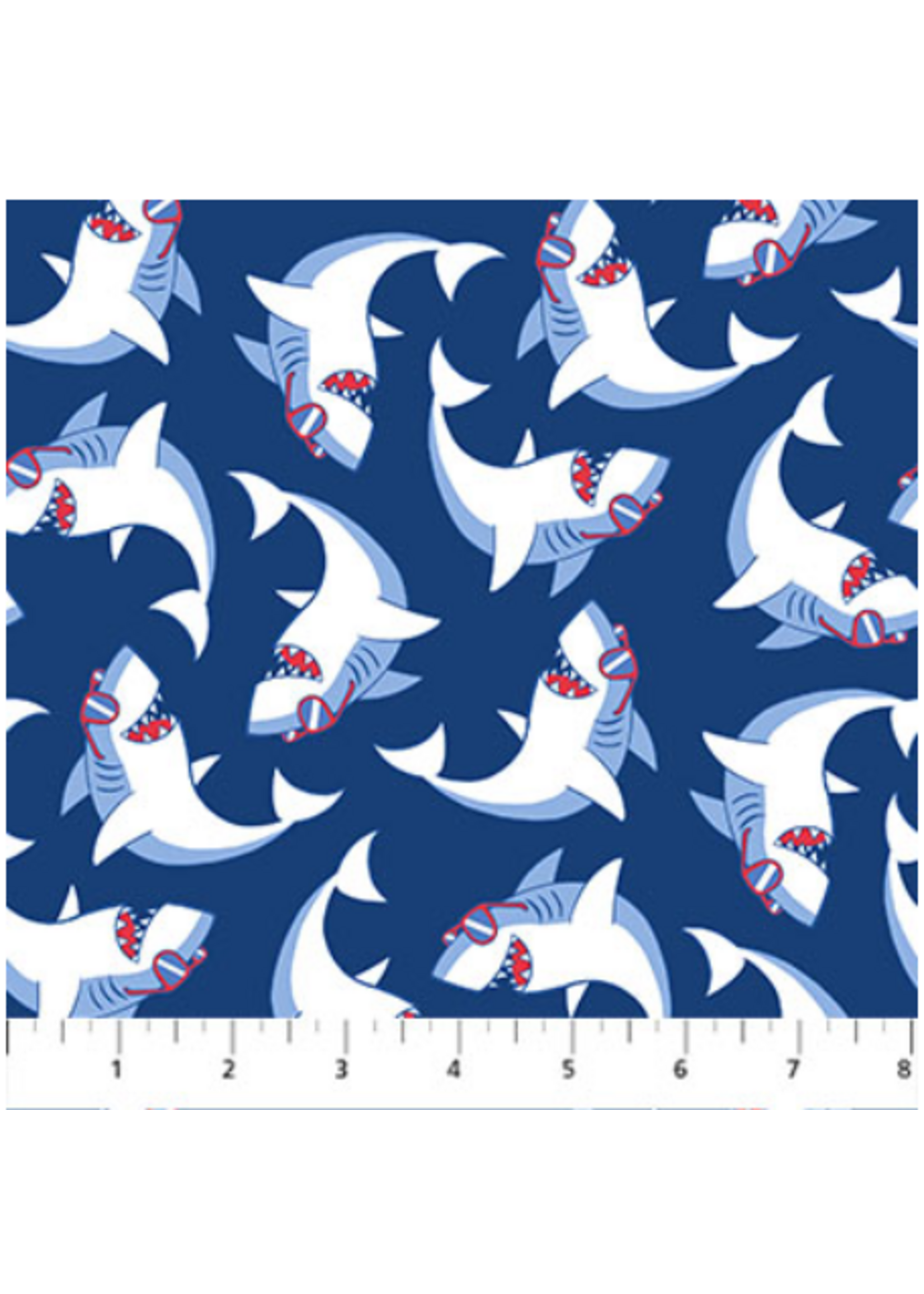 Shark Attack Navy Blue - Per 10cm/4"