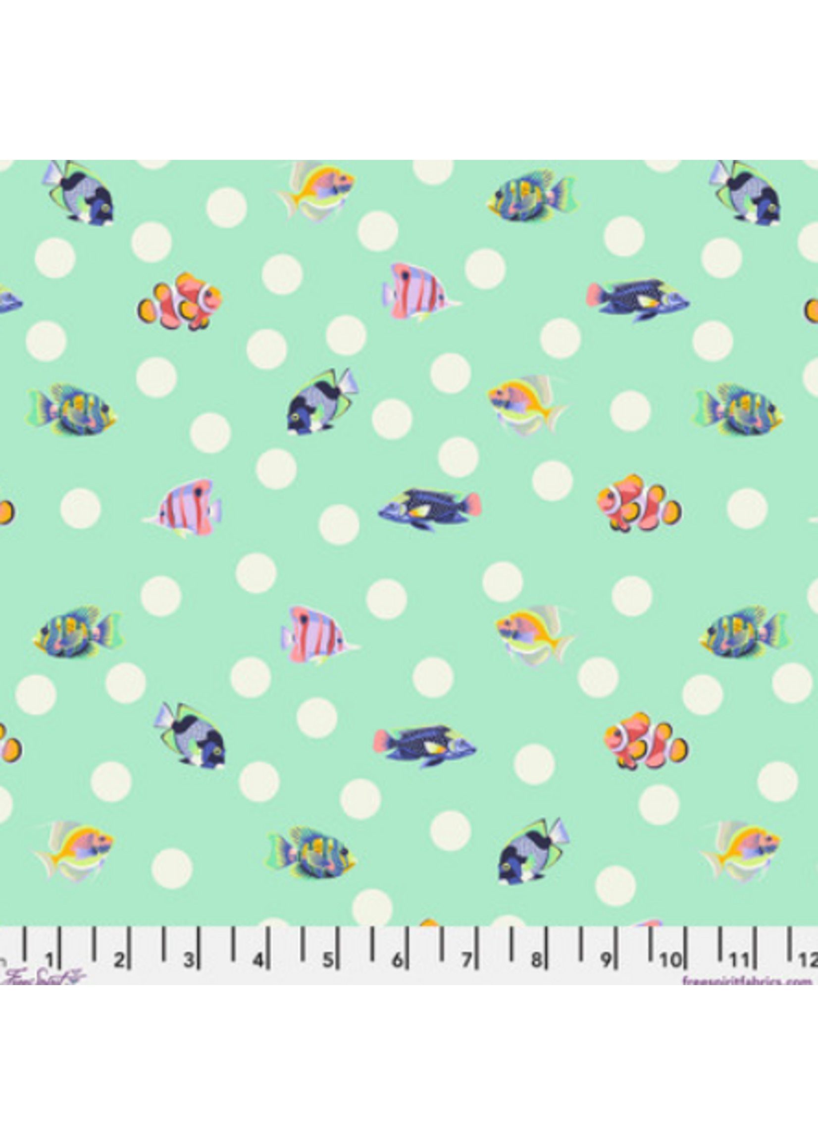 FreeSpirit Fabrics Floral Reef- Tula Pink- School Crossing- Seafoam- Per 10cm/4"