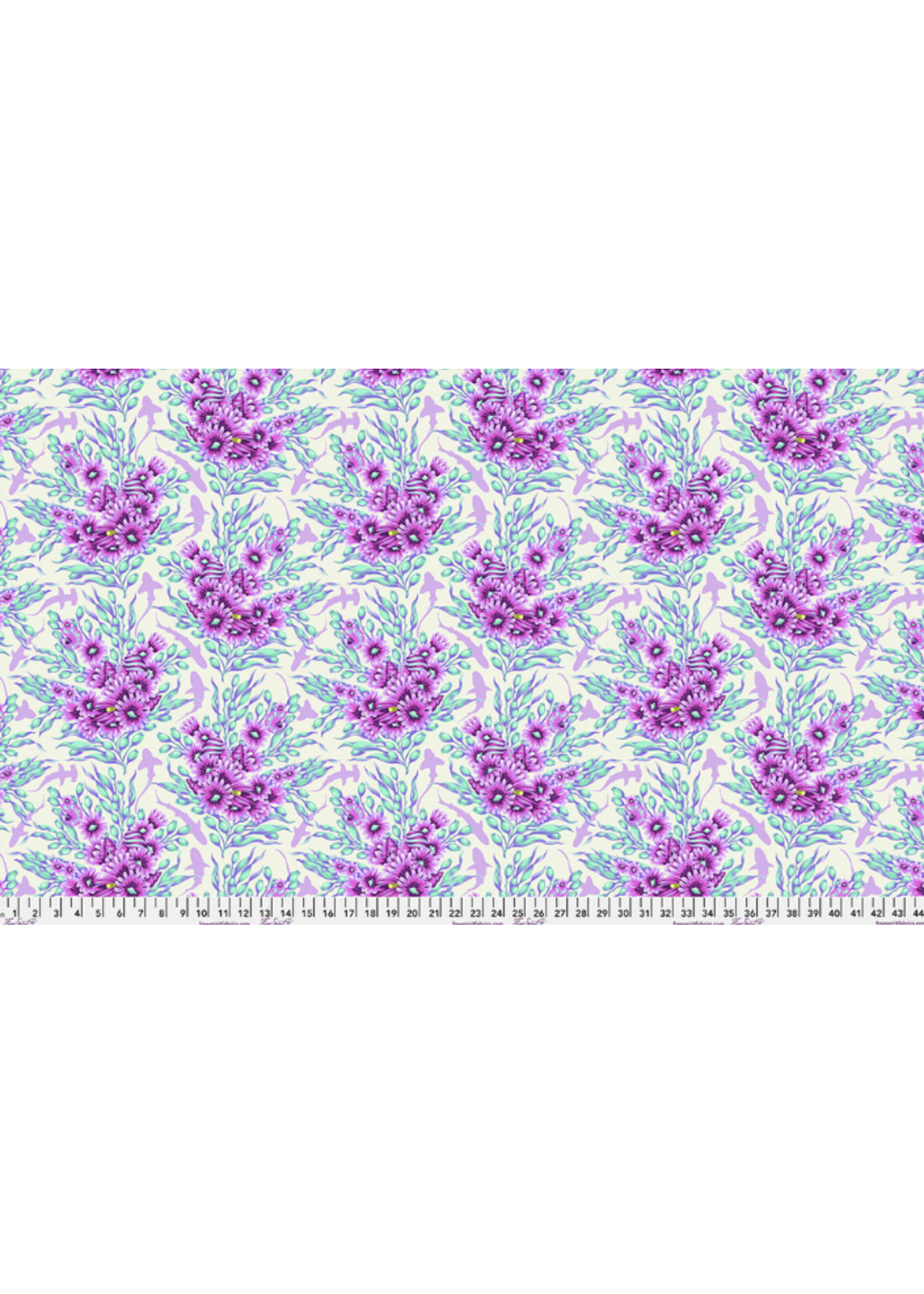 FreeSpirit Fabrics Floral Reef- Tula Pink- Shadow Sharks- Ultraviolet- Per 10cm/4"