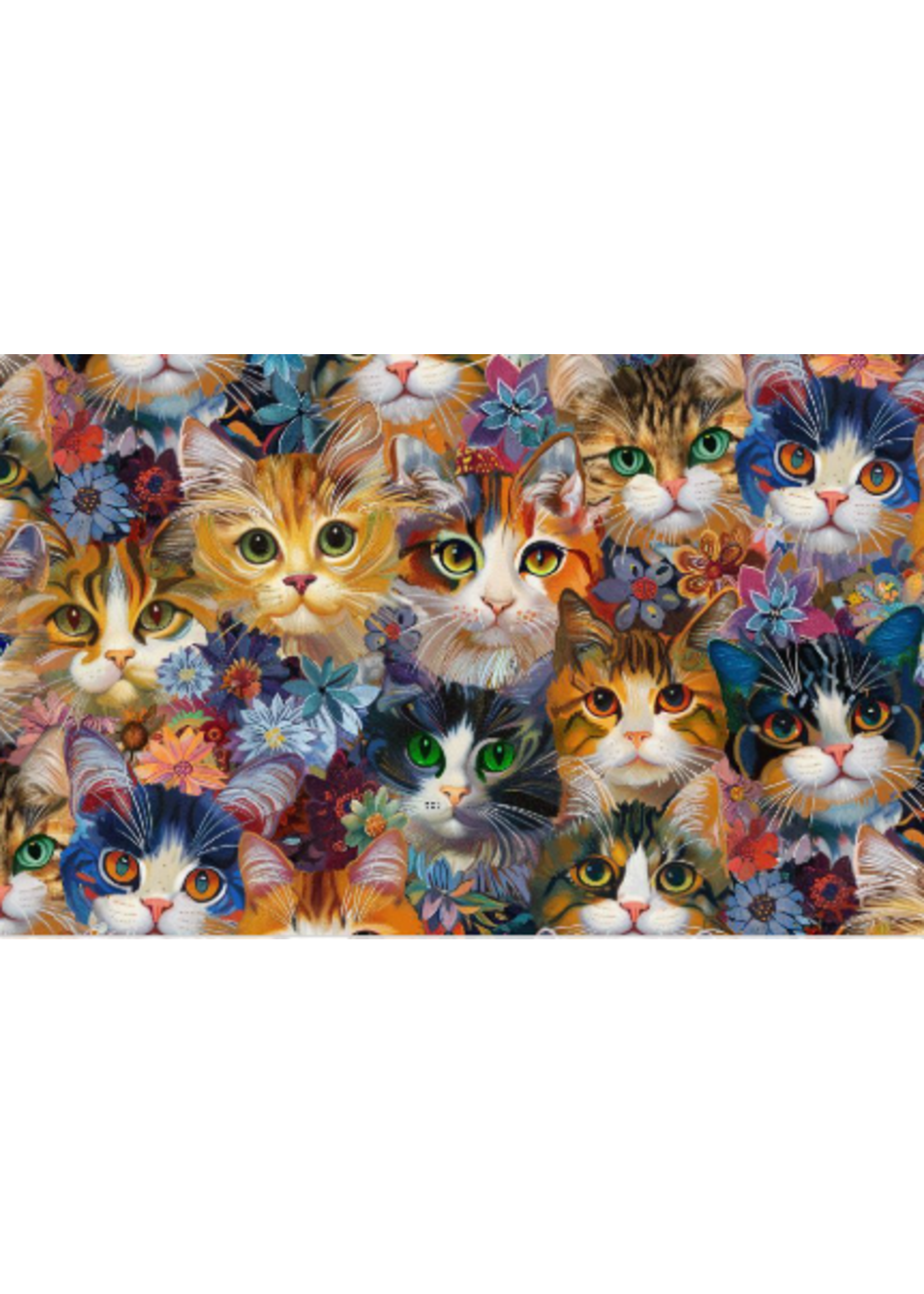 Timeless Treasures Calico Cat Packed Cats & Floral- Per 10cm/4"
