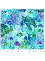 Northcott Coral Reef  Turq Multi  1 Unit = 10 Cm = 4 Inches