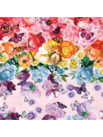 Camelot Fabrics Monarch Gardens - Butterfly Rose Garden- Per 10cm/4"