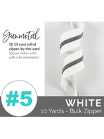 Emmaline Bags Emmaline Bags - Zipper by the Yard Coil - #5 - 9.15m/10 yrds - White - Gunmetal