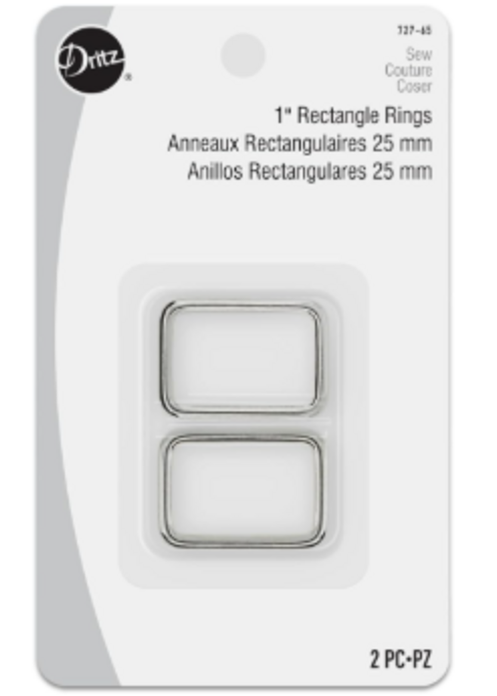 Dritz Dritz - 1" Rectangle Rings - Silver - set of 2