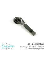 Emmaline Bags Emmaline Bags - Zipper Sliders with Pulls - Rectangle Drop - #5 - Gunmetal - 10 pack