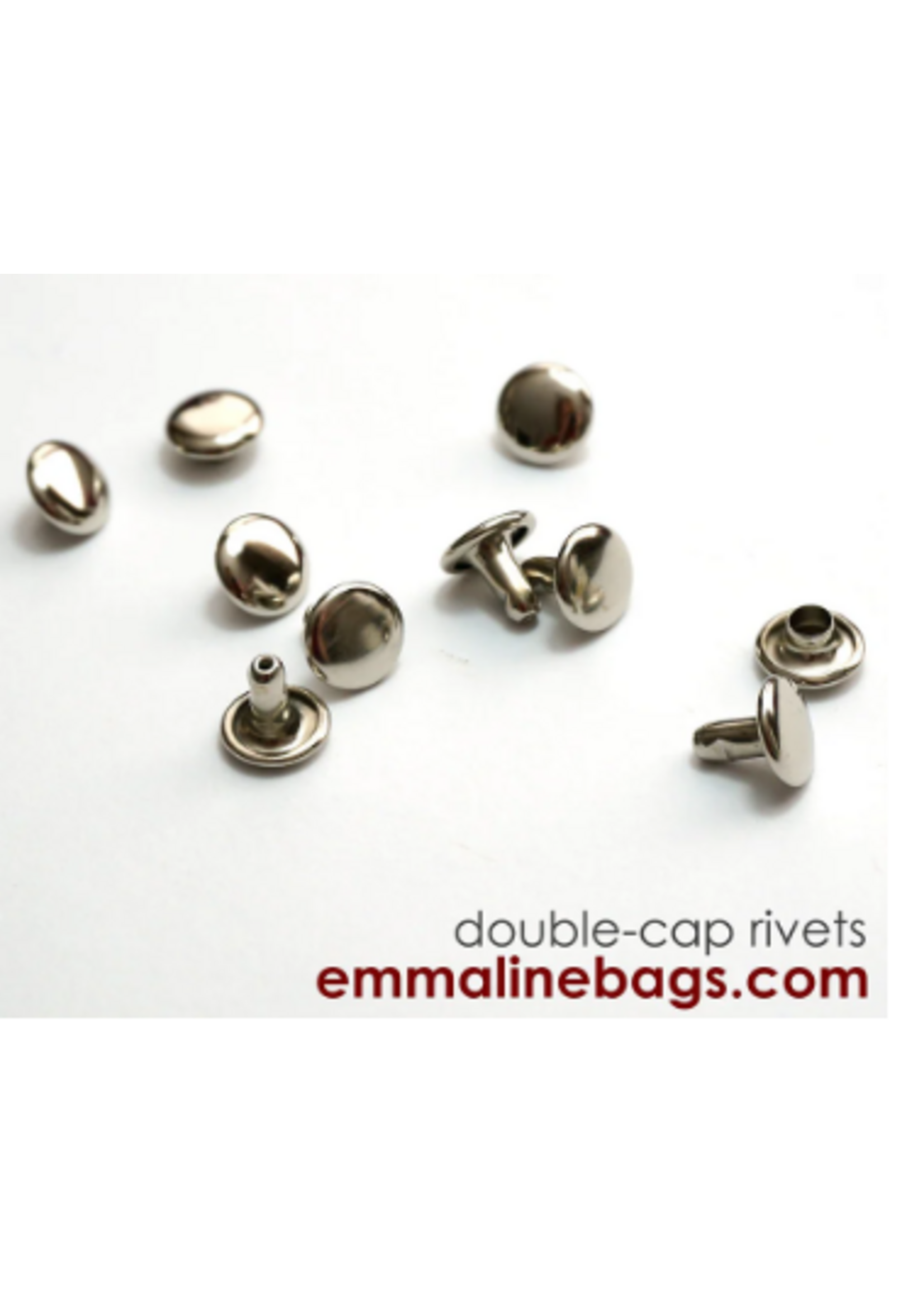 Emmaline Bags Emmaline Bags - Double Cap Rivets - 9mm x 8mm - Nickel - 50 pack