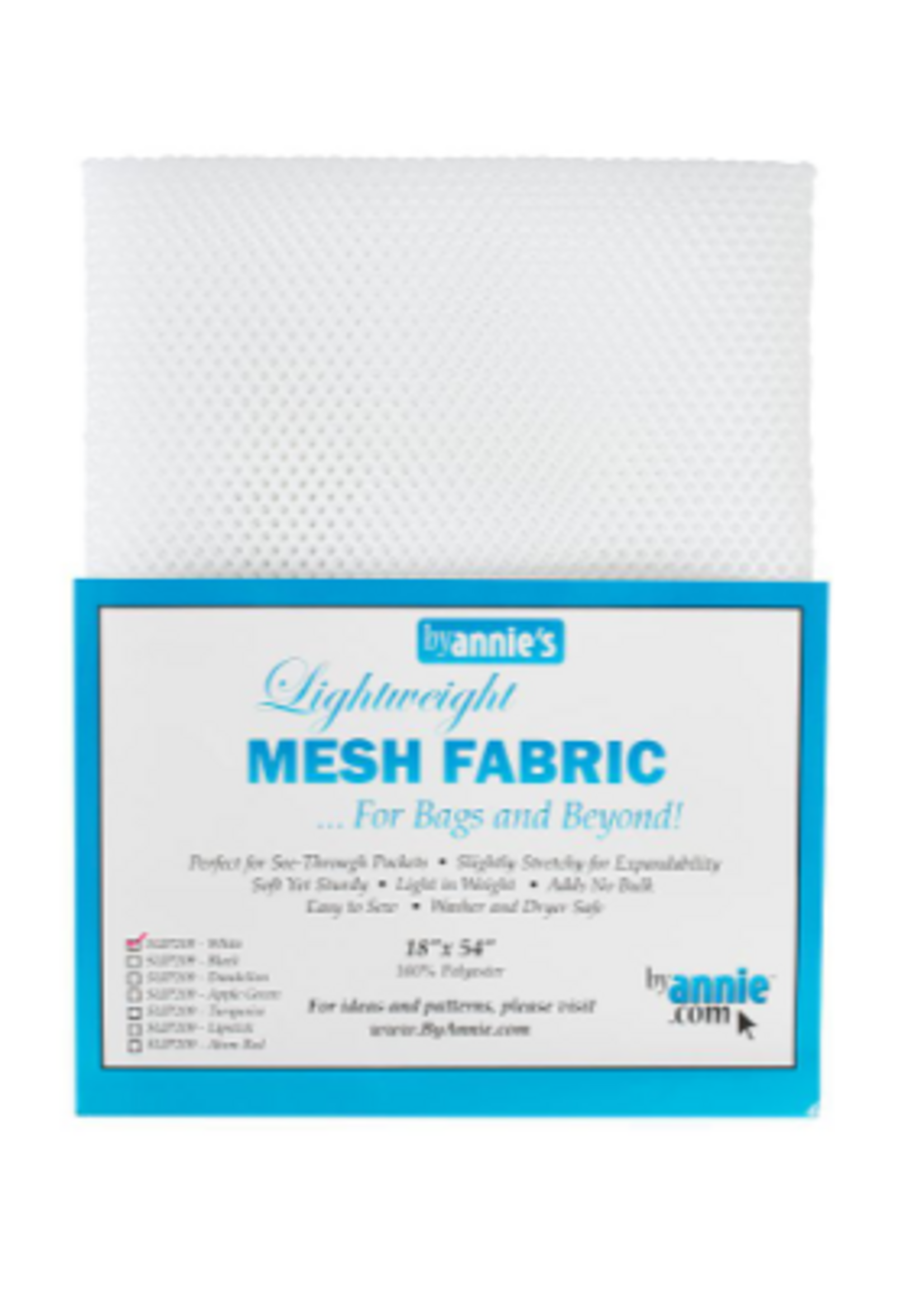 By Annie byAnnie - Lightweight Polyester Mesh Fabric - 18"x54"/45.7×137cm - White
