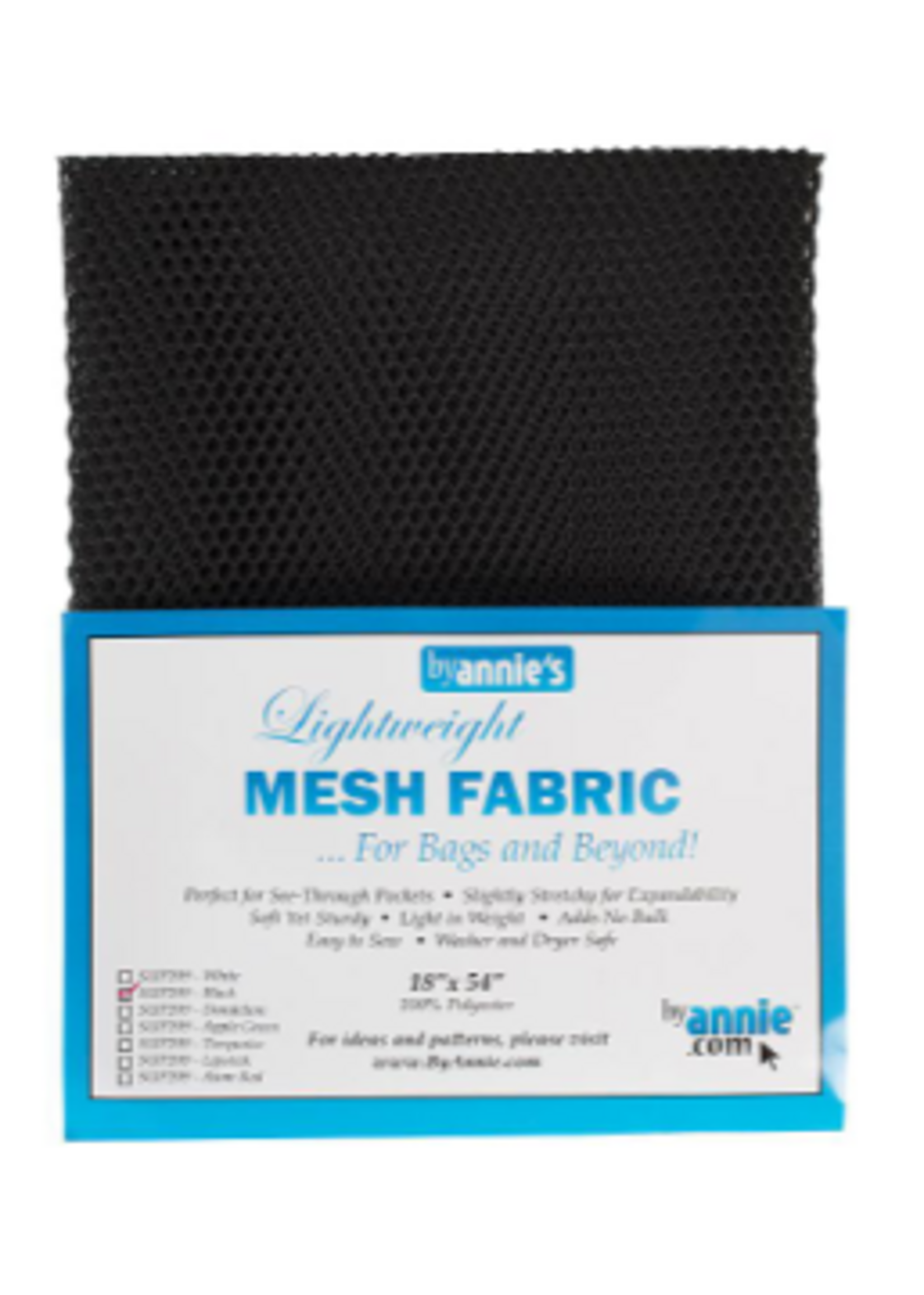 By Annie byAnnie - Lightweight Polyester Mesh Fabric - 18"x54"/45.7×137cm - Black