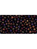 Timeless Treasures Calico Cat  Paw  Prints Black  1 UNIT = 10 CM = 4 INCHES
