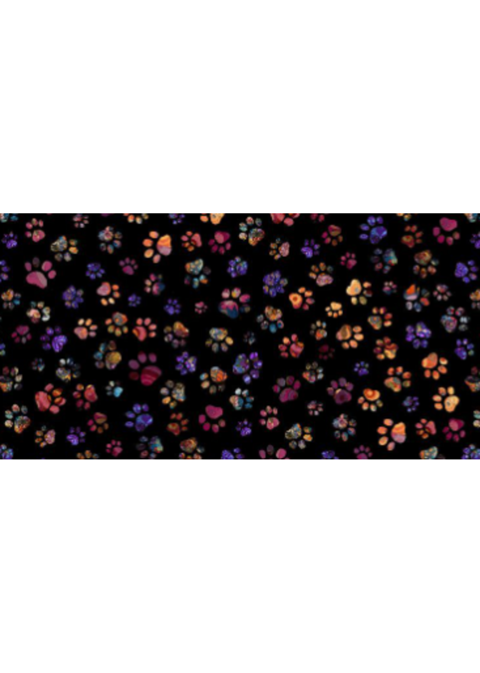 Timeless Treasures Calico Cat  Paw  Prints Black  1 UNIT = 10 CM = 4 INCHES