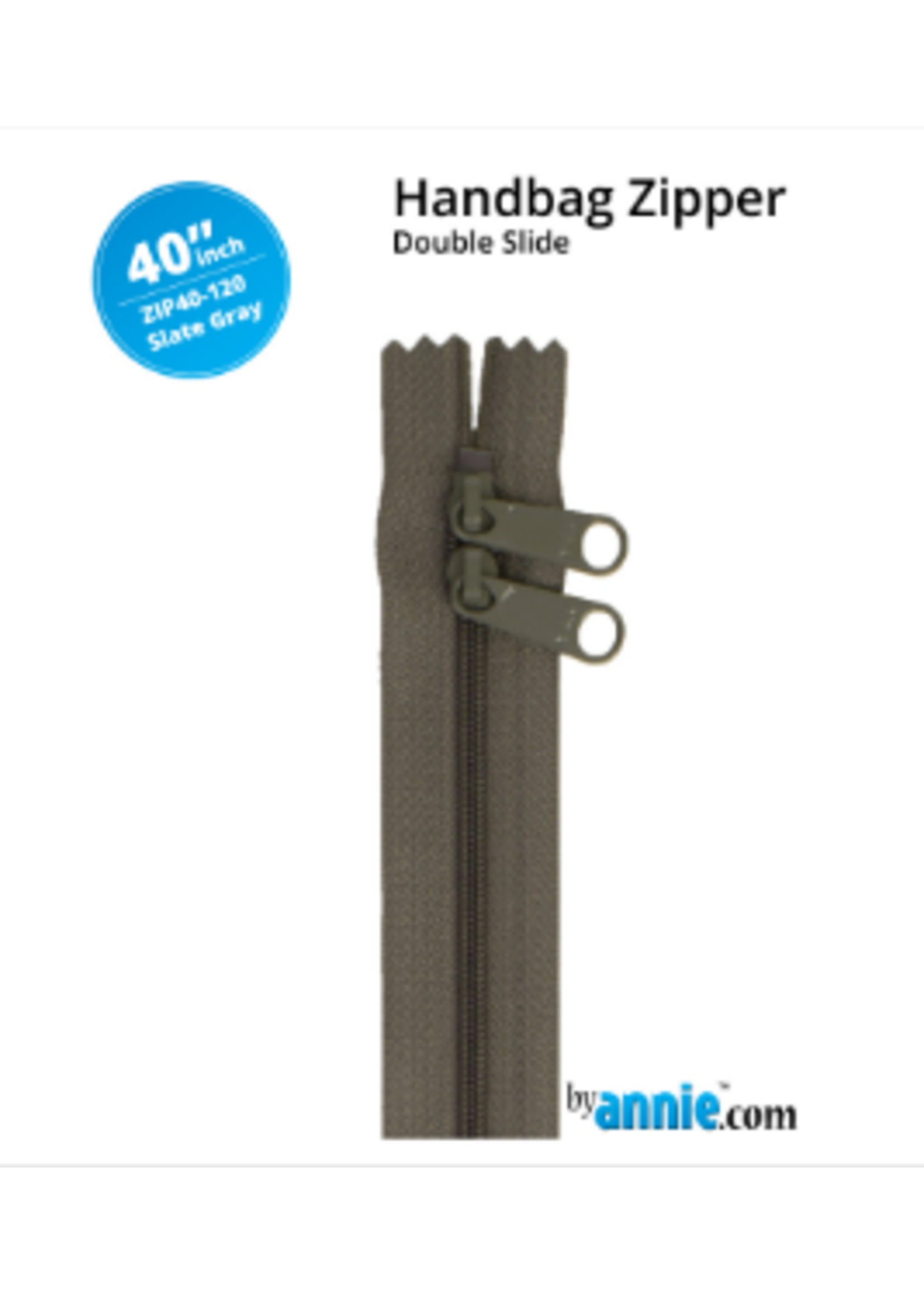 By Annie byAnnie - Handbag Zipper - Double Slide - 40in/101.6cm - Slate Grey