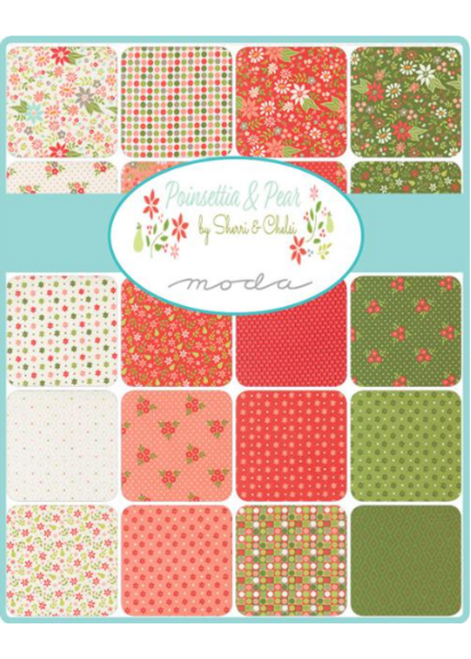 Moda Pointsettia and Pear Jelly Roll By Moda