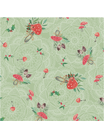 Benartex Winter Haven By Rachel Rossi  - Sage w/Mushrooms   1 unit = 10 cm = 4 inches