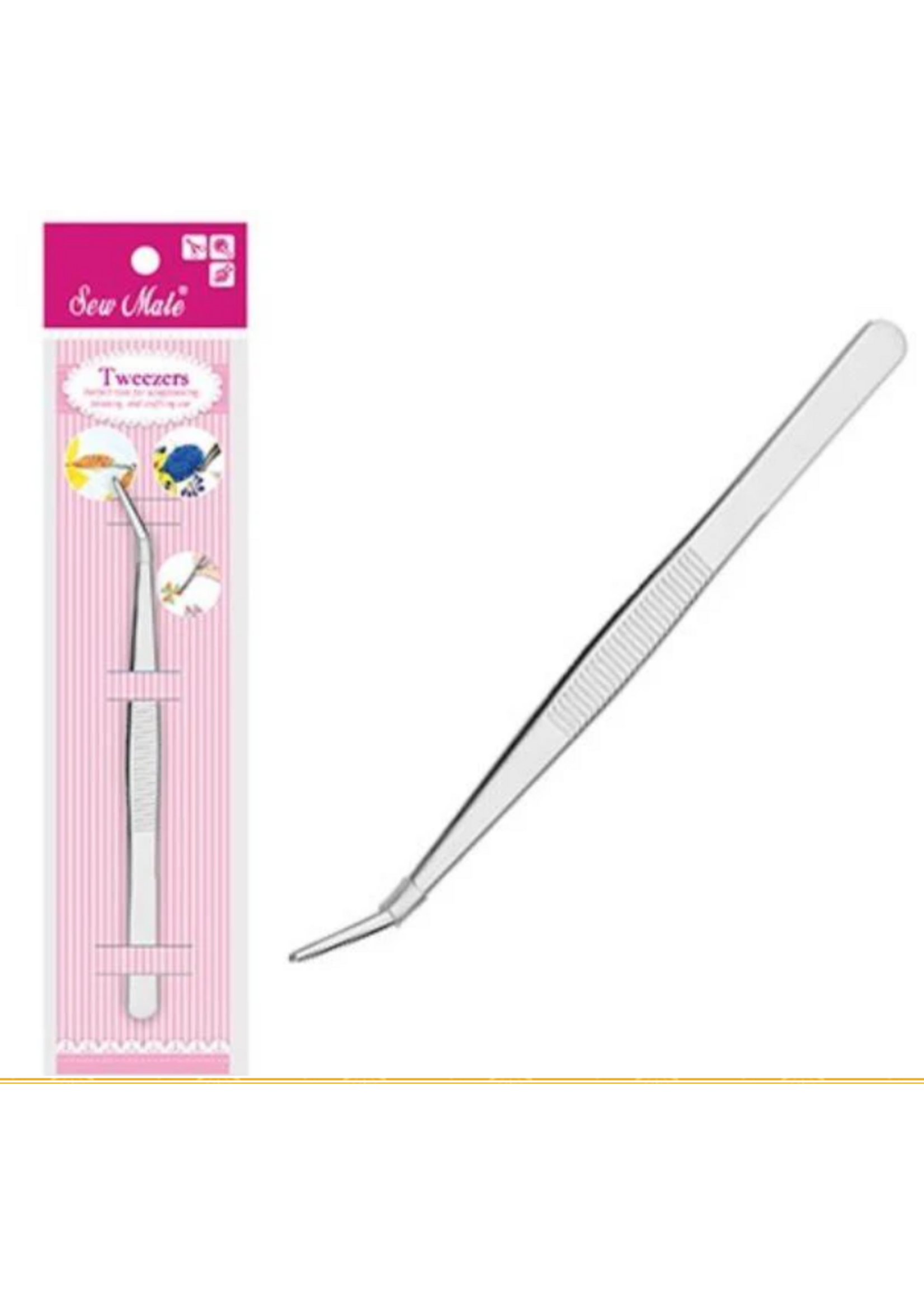 SEW MATE Packaged Tweezer 160mm bent with teeth