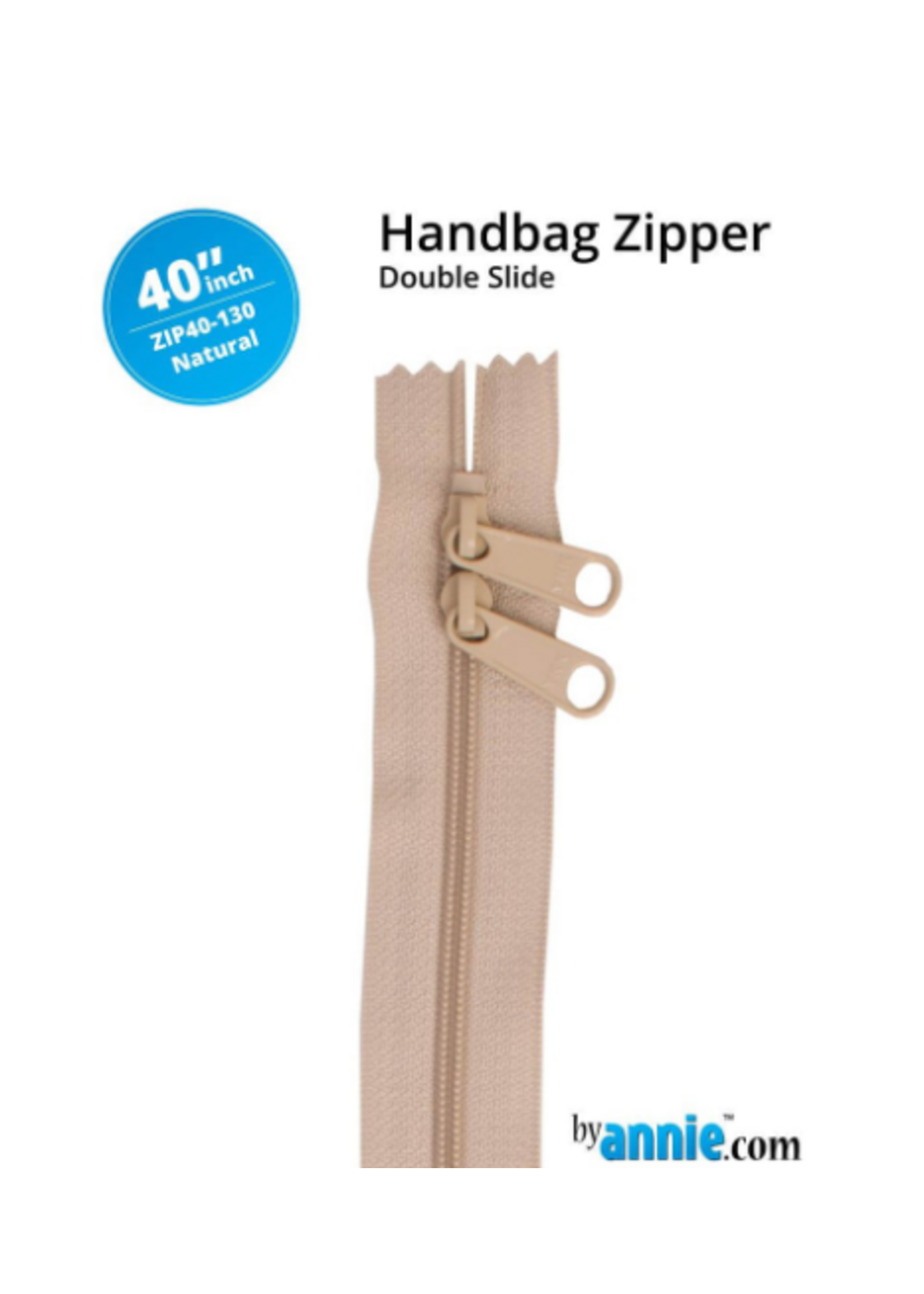 By Annie byAnnie - Handbag Zipper - Double Slide - 40in/101.6cm - Natural