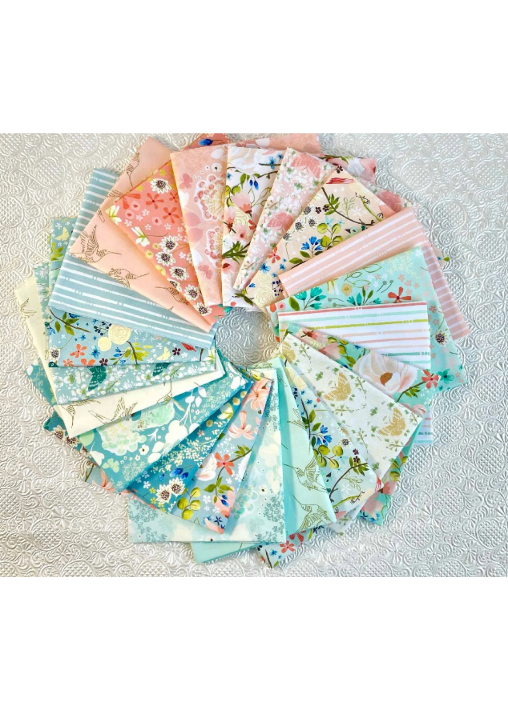 Poppie Cotton Serenity Blooms - 10in/25.4cm Squares - Layer Cake - 42pcs
