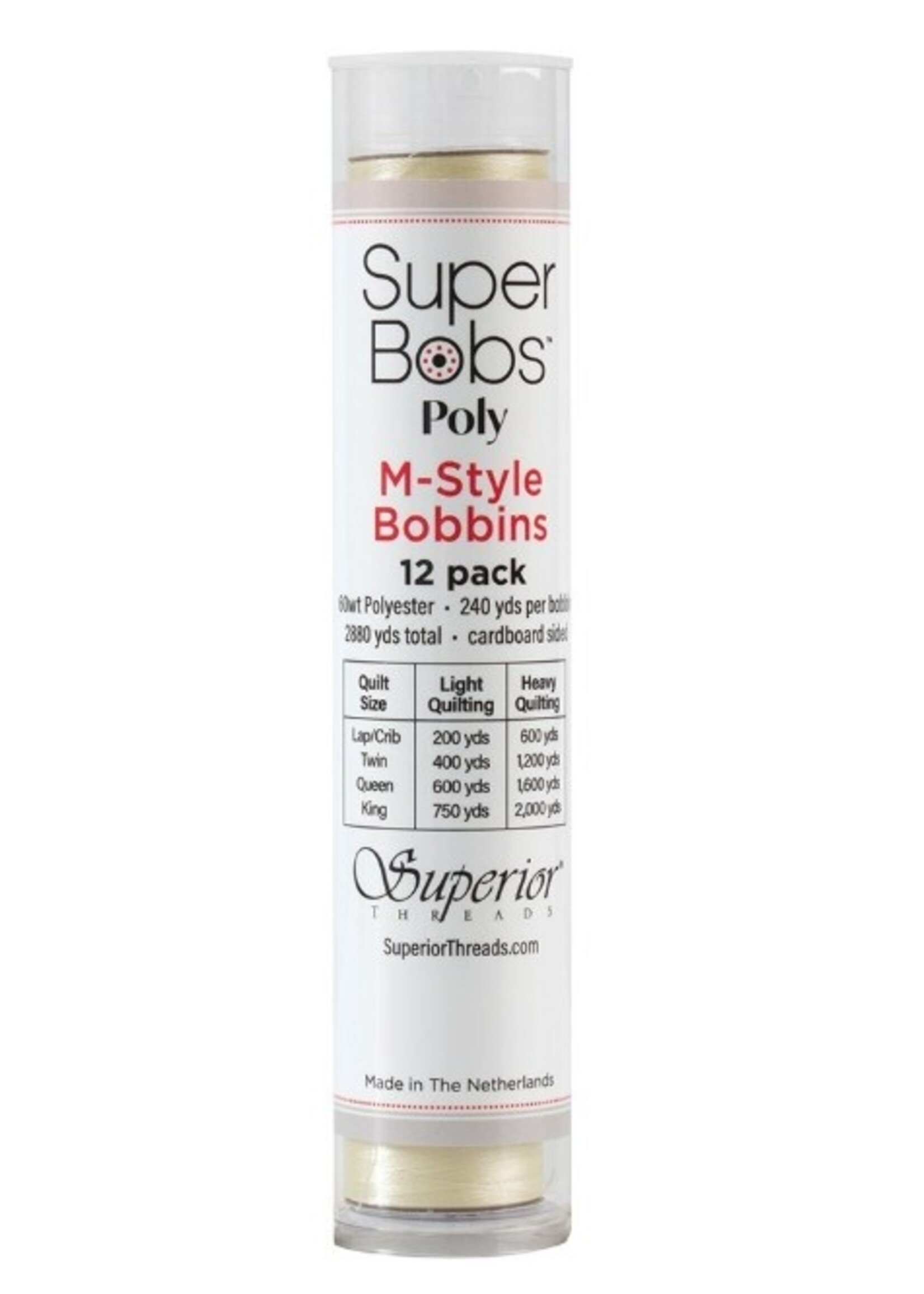 Handi Quilter Canada Super Bobs M Style Bobbins, 60WT Polyester - Ivory 651