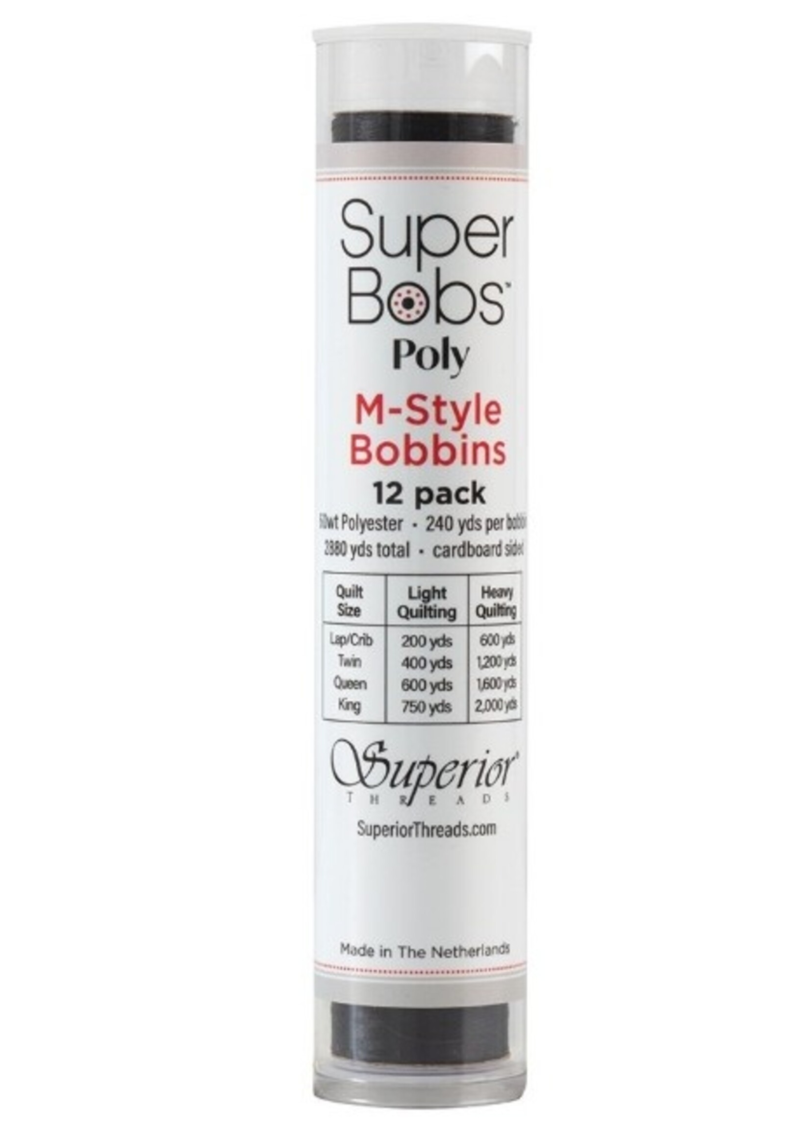 Handi Quilter Canada Super Bobs M Style Bobbins, 60WT Polyester - Black 625