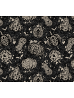Blank Quilting Darkly Enchanted Damask Pumpkins with Bats  1 unit = 10 cm = 4 inches