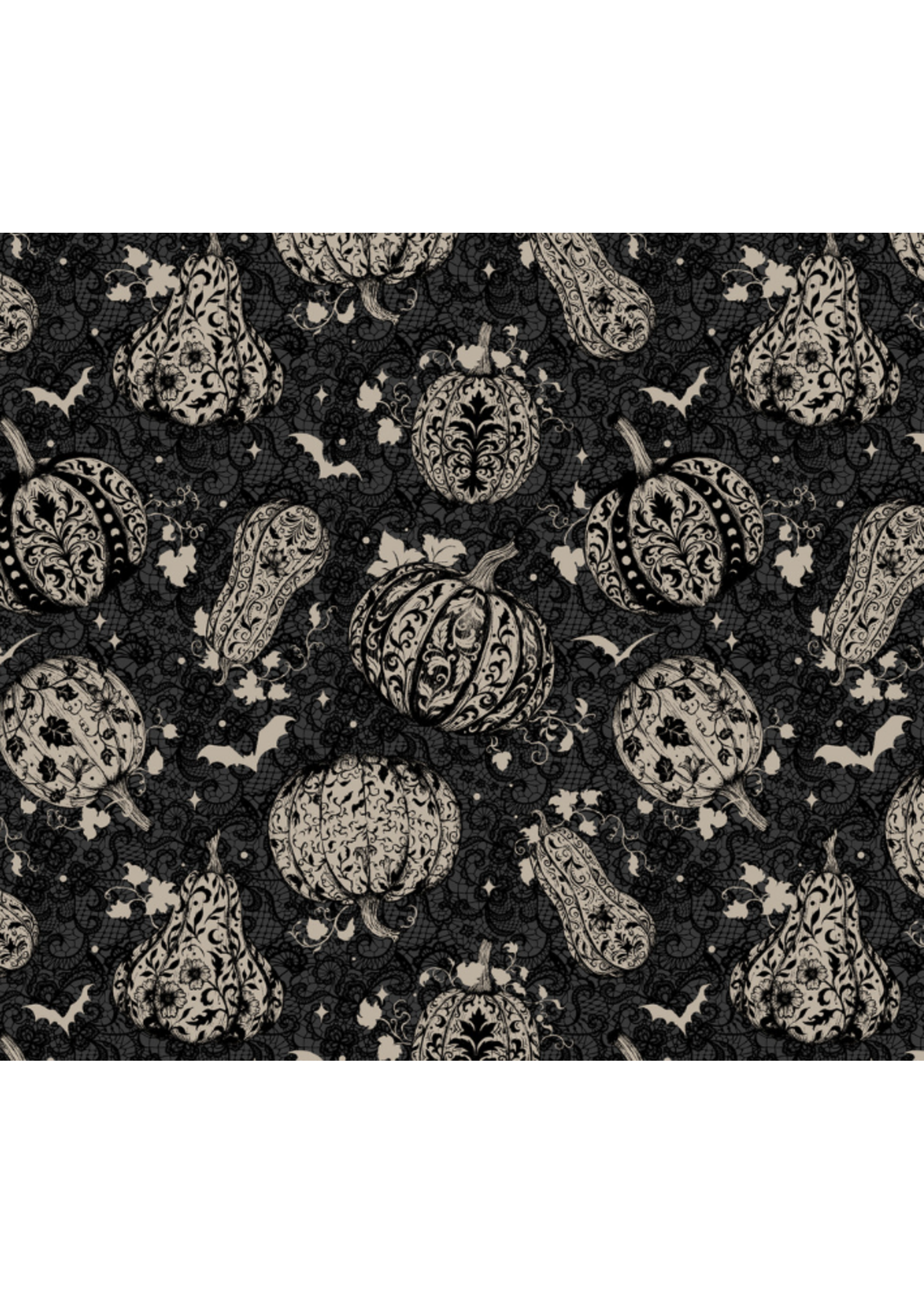 Blank Quilting Darkly Enchanted Damask Pumpkins with Bats  1 unit = 10 cm = 4 inches