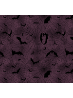 Blank Quilting Darkly Enchanted Plum Spiderweb with Bats  1 unit = 10 cm = 4 inches