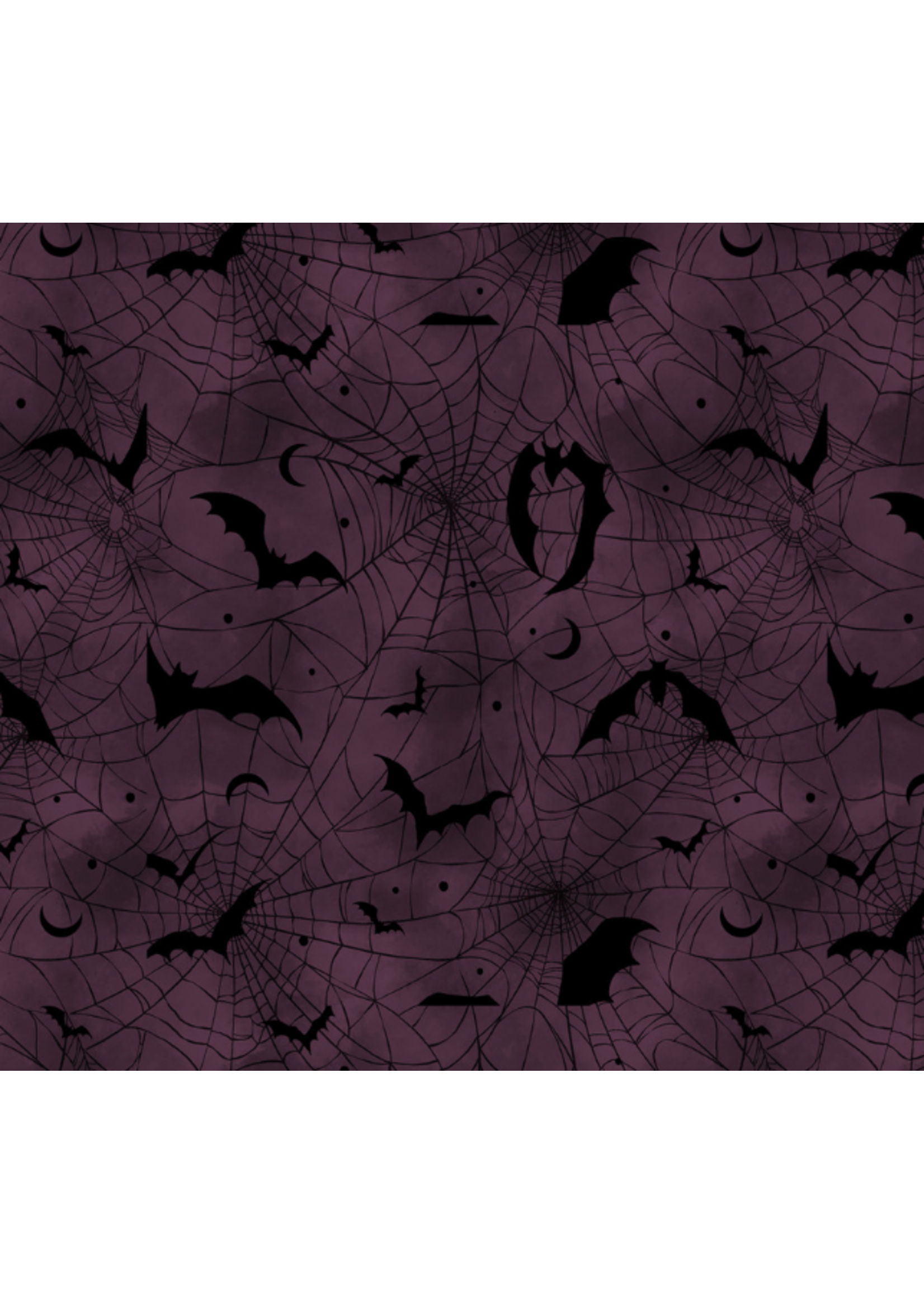 Blank Quilting Darkly Enchanted Plum Spiderweb with Bats  1 unit = 10 cm = 4 inches