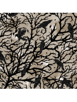 Blank Quilting Darkly Enchanted Damask Cream Crows in Tree Silhouette 1 unit =10cm =4 inches