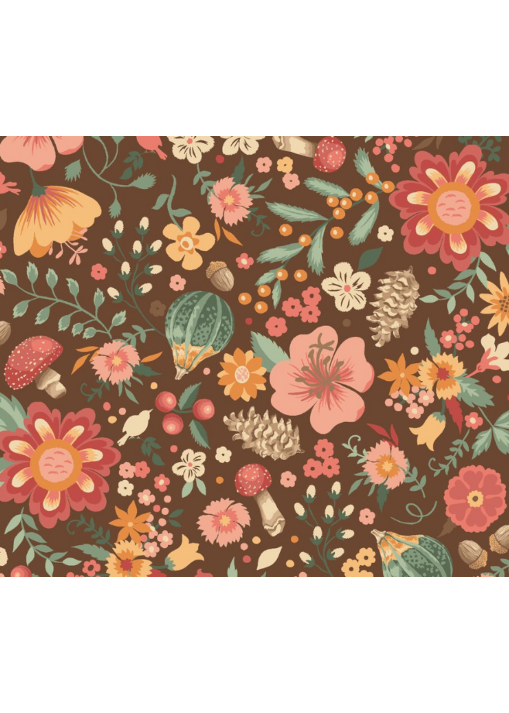 Blank Quilting Maple & Marigolds Cocoa  1 unit = 10cm = 4 inches