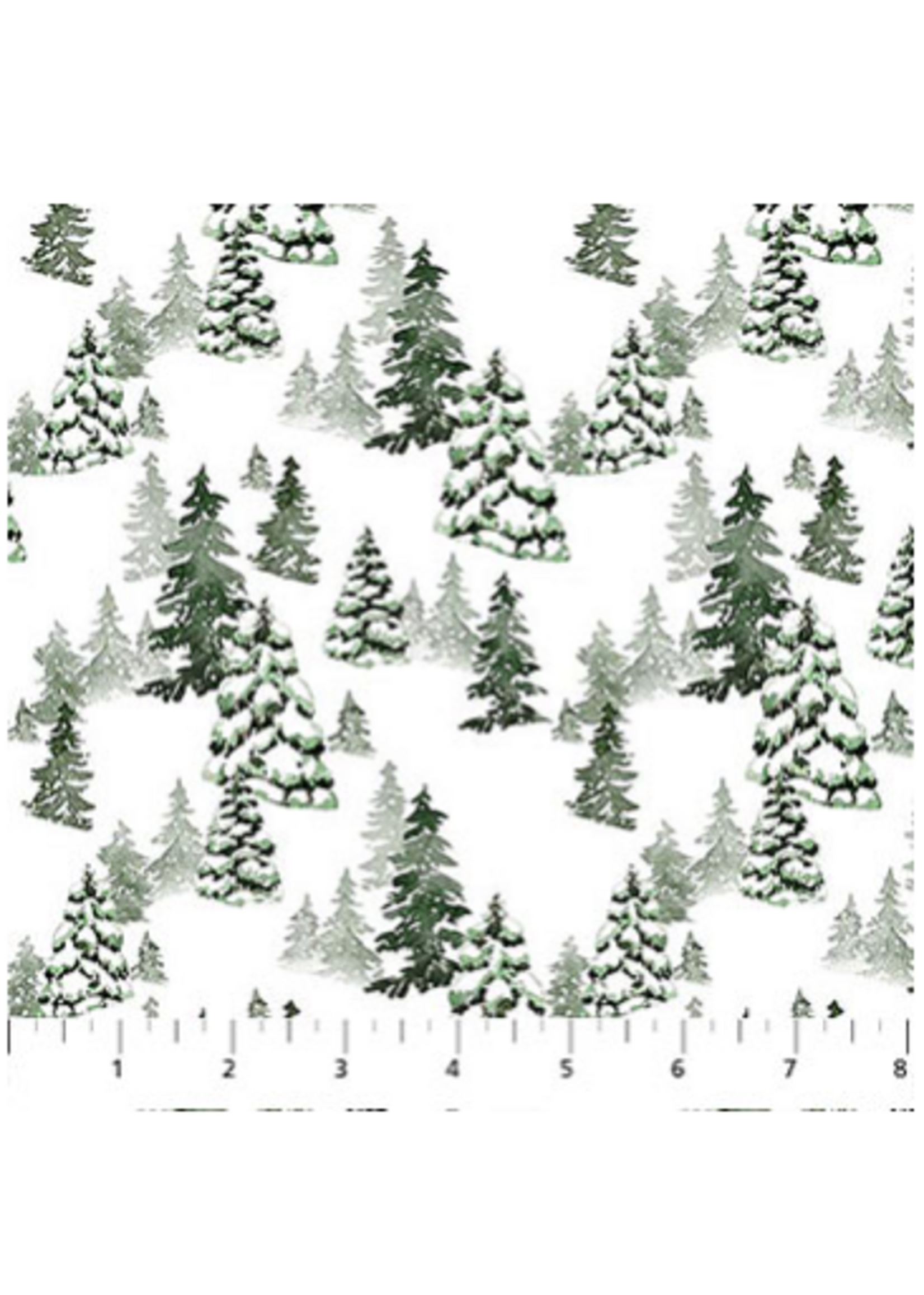 FIGO Fabrics Snowbound White  With tree's  1 Unit = 10 cm = 4 inches