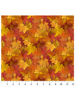 Northcott Night owl Orange  Multi leaves  1 unit = 10 cm = 4 inches