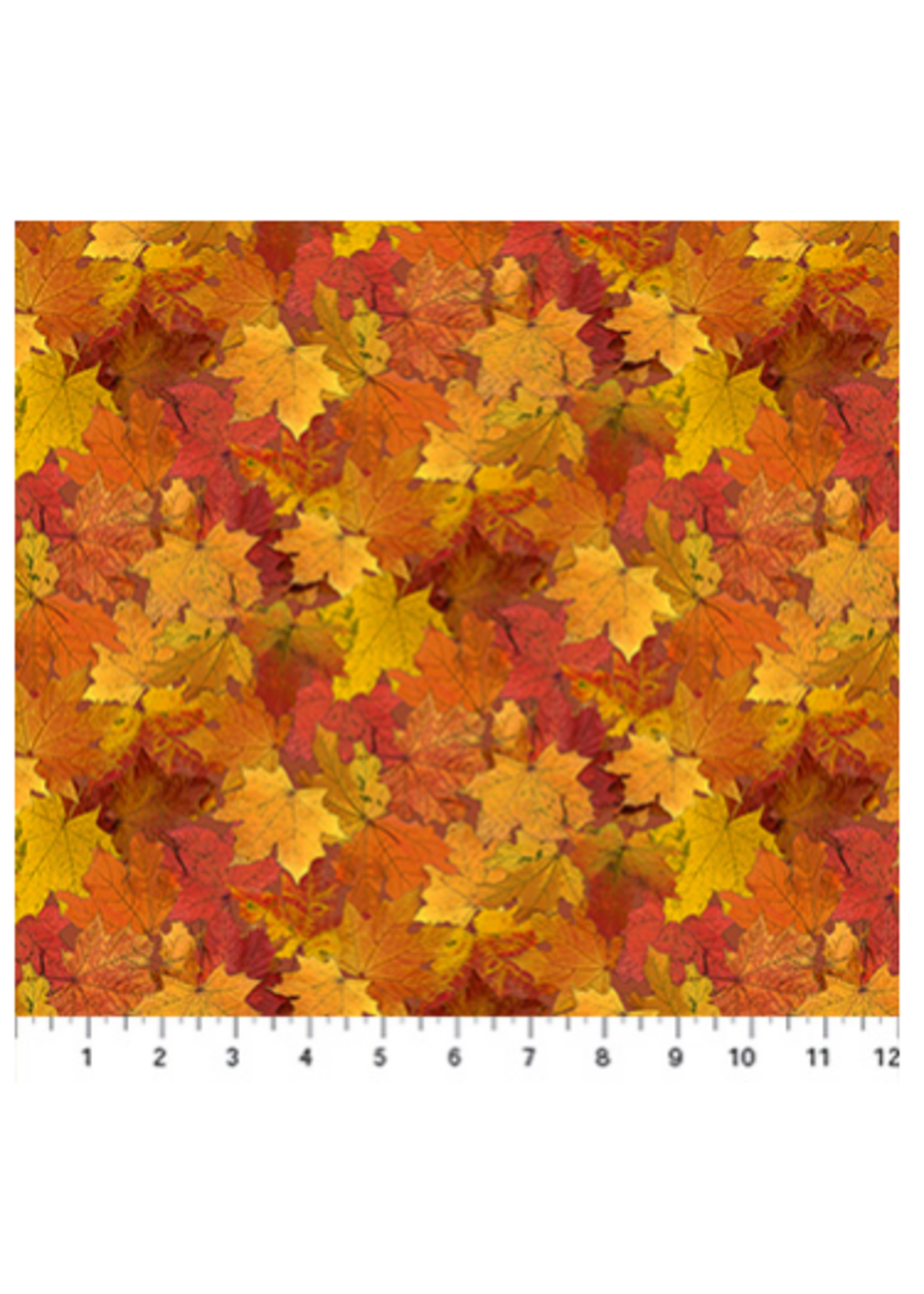 Northcott Night owl Orange  Multi leaves  1 unit = 10 cm = 4 inches