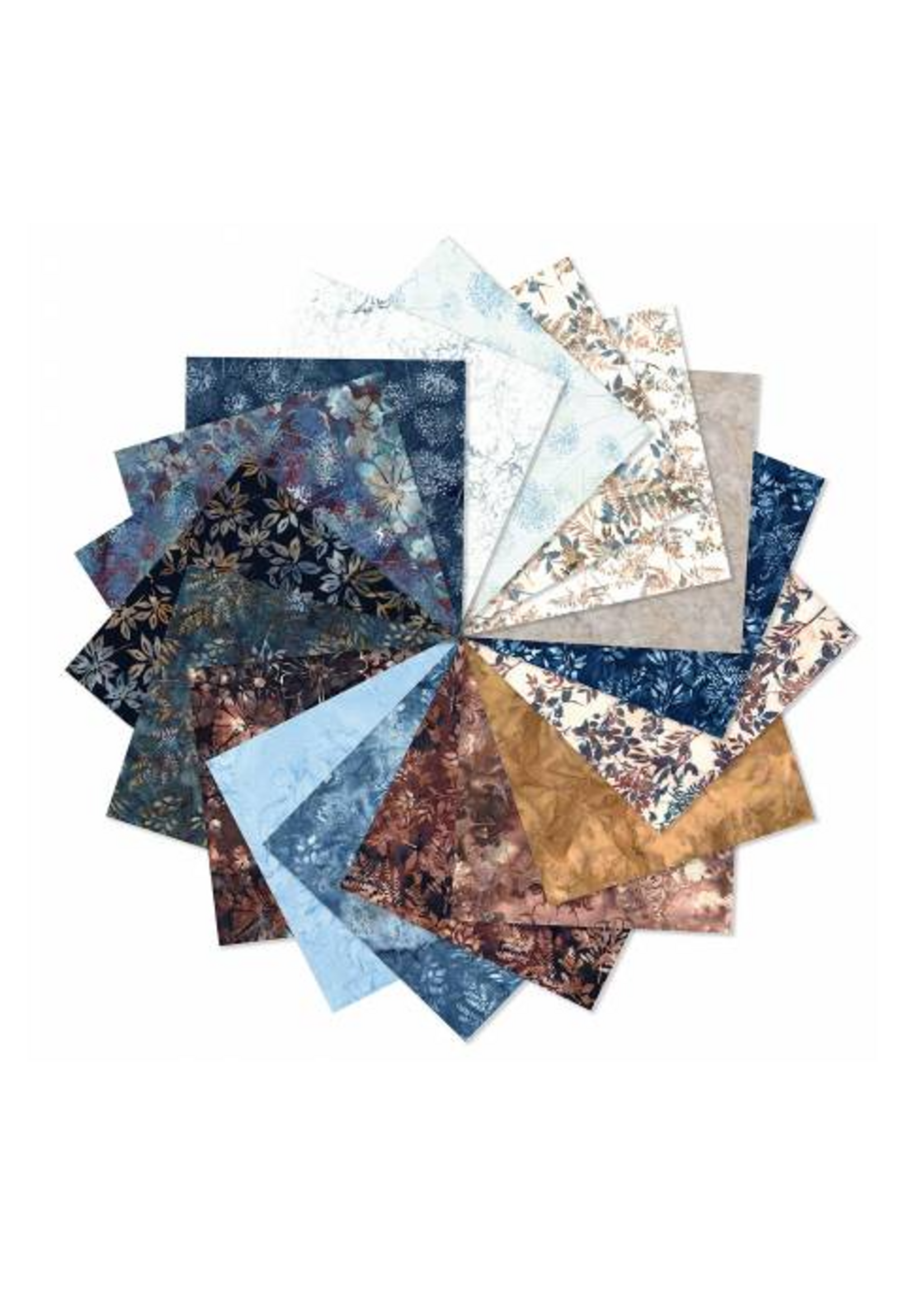 Trend Tex Autumn Mist - Batiks - 20x18in/ 50.8x45.72cm Squares - Fat Quarter Pack - 18 pcs