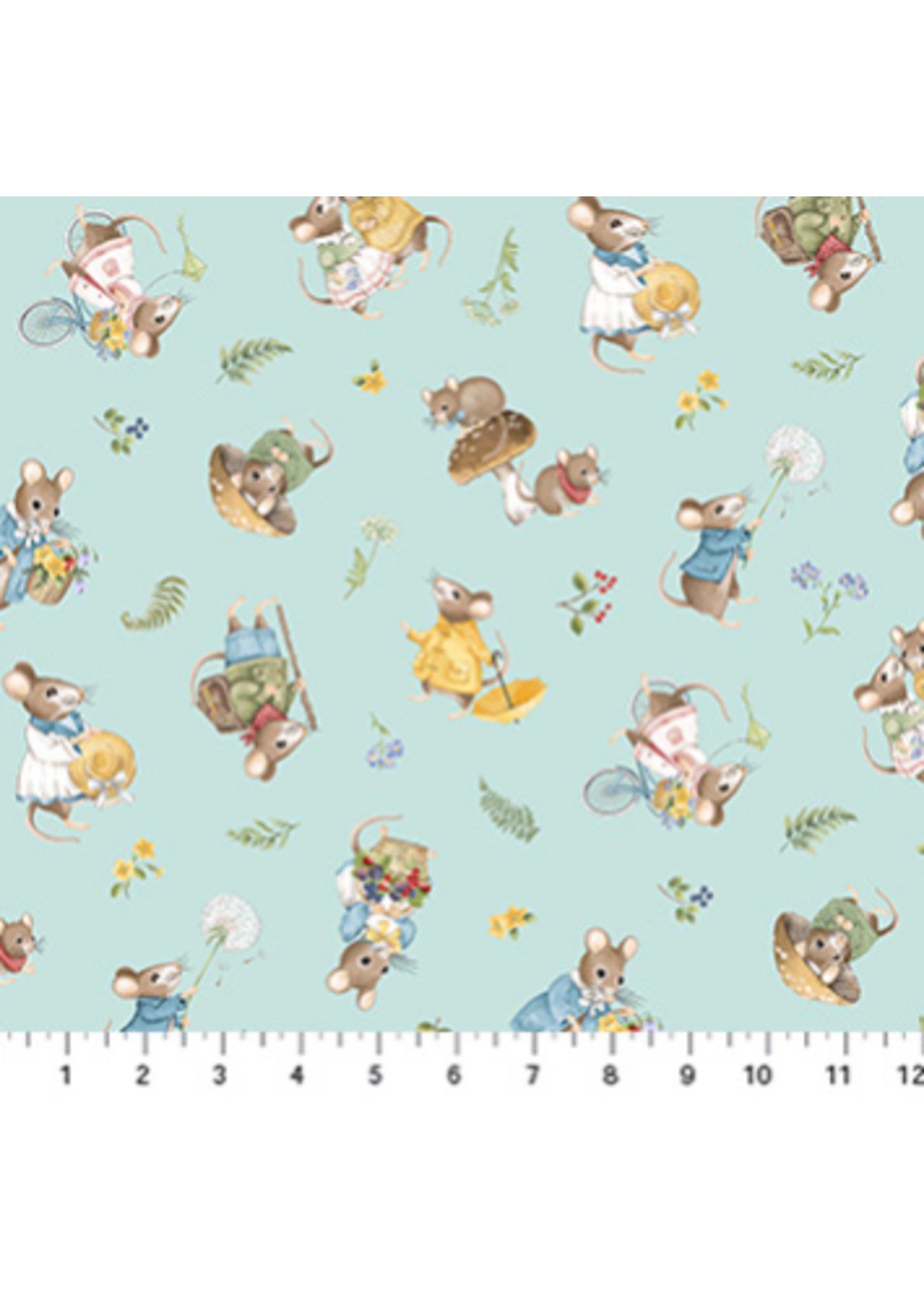 Northcott Country Mouse Blue  Multi  1 unit = 10 cm = 4 inches
