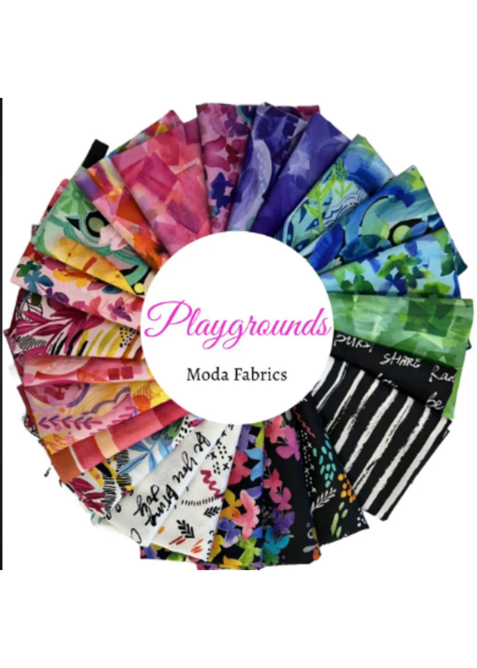 Moda Playgrounds - 20x18in/50.8x45.72cm Squares - Fat Quarter Pack - 28 pcs w/ panel and running yardage