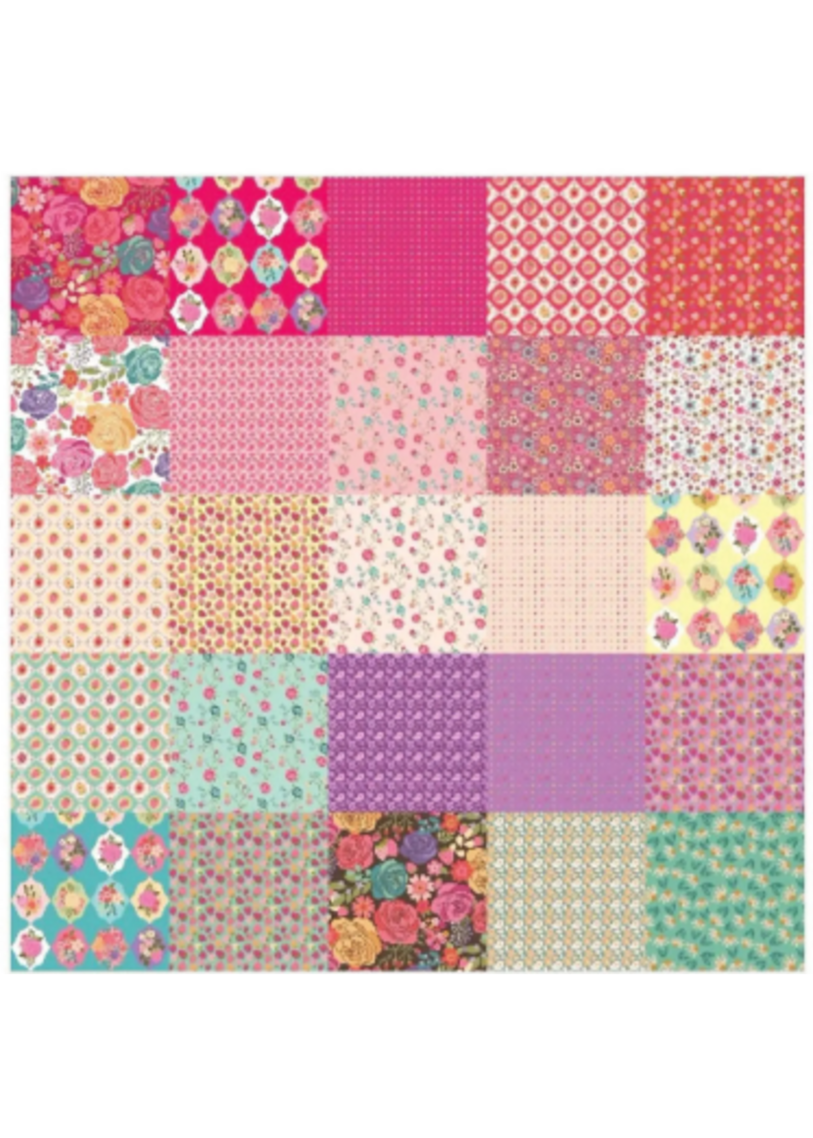 Poppie Cotton Calico Cowgirls - 5x5in/12.7x12.7cm – Charm Pack - 42pcs