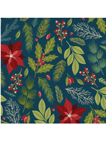 Blank Quilting Holly Jolly Calico Navy  1 unit = 10 cm = 4 inches