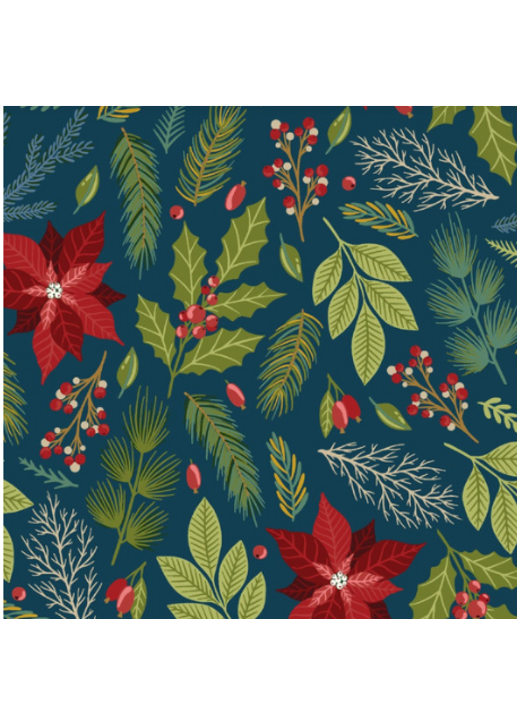 Blank Quilting Holly Jolly Calico Navy  1 unit = 10 cm = 4 inches