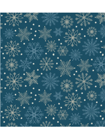 Blank Quilting Holly Jolly Calico Navy Snow Flakes  1 unit = 10 cm = 4 inches
