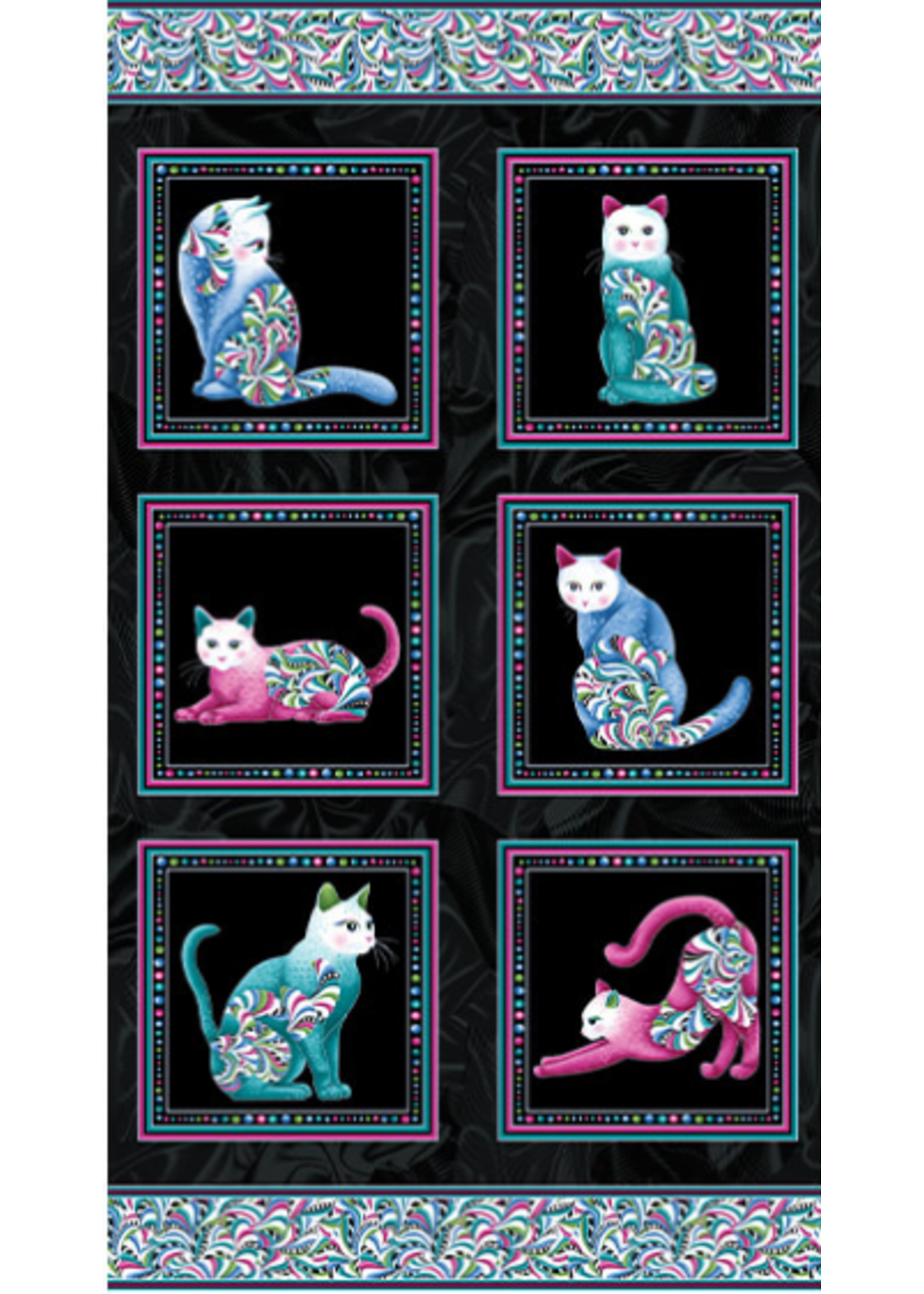 Benartex Cats Meow By Ann Lauer Benartex   Panel 23 x 42