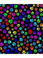 Timeless Treasures Puparazzi-Bright Dog Paw Prints Multi  1 unit = 10cm = 4 inches