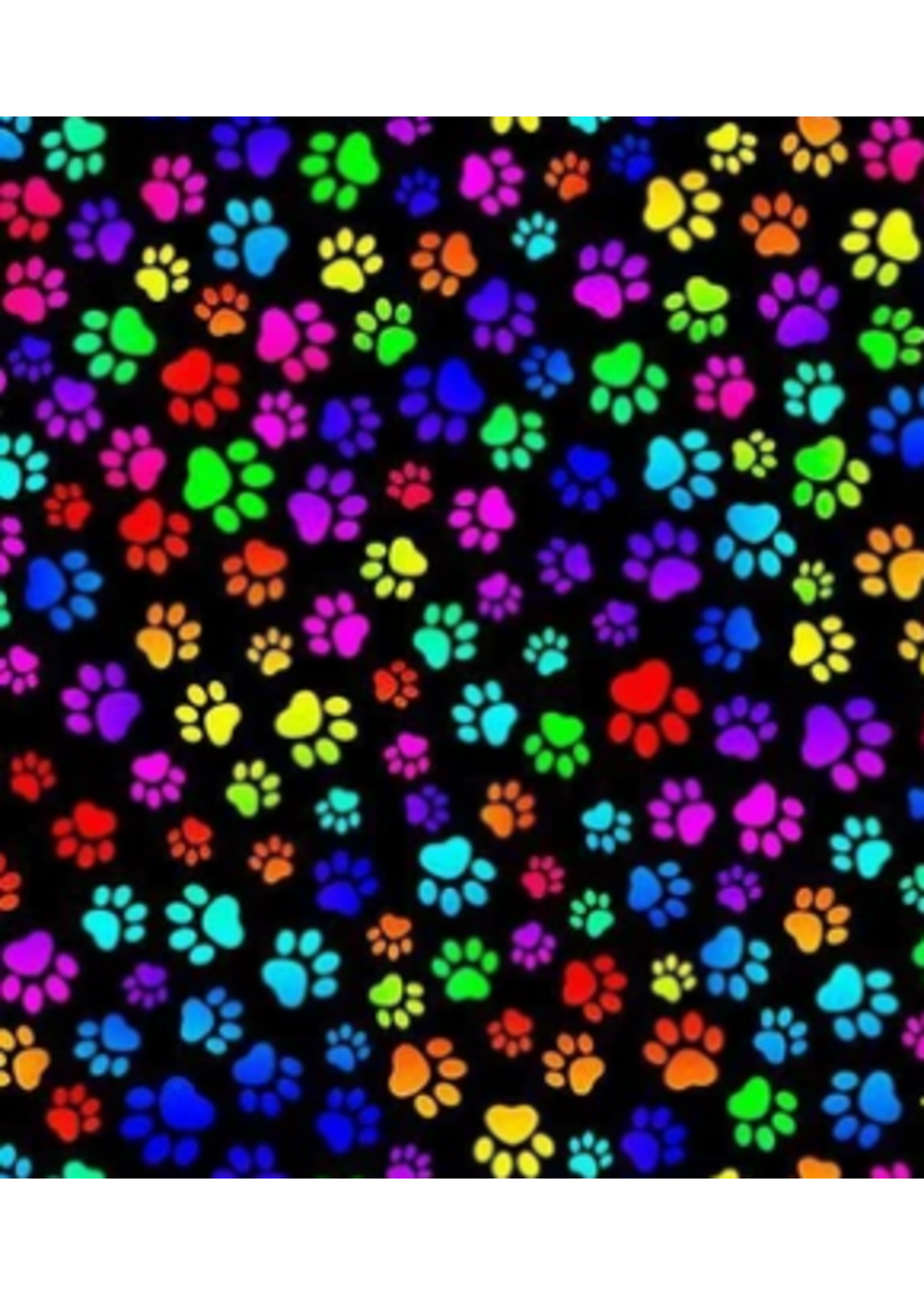 Timeless Treasures Puparazzi-Bright Dog Paw Prints Multi  1 unit = 10cm = 4 inches