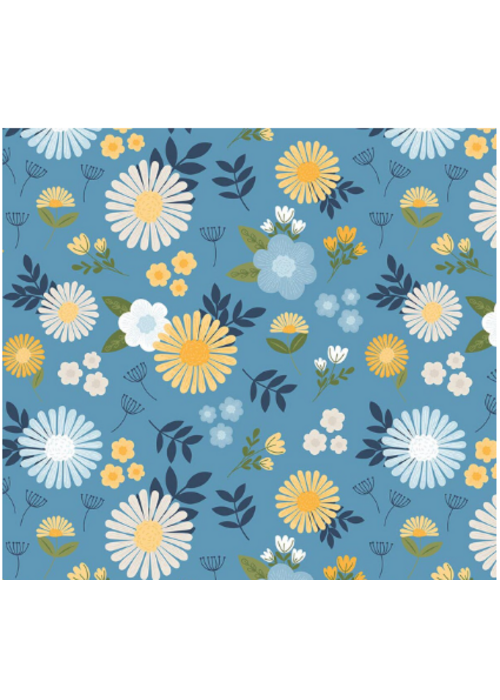 Riley Blake Riley Blake Designs Sunshine & Dandelions Blue Floral  1 Unit = 10 cm = 4 inches
