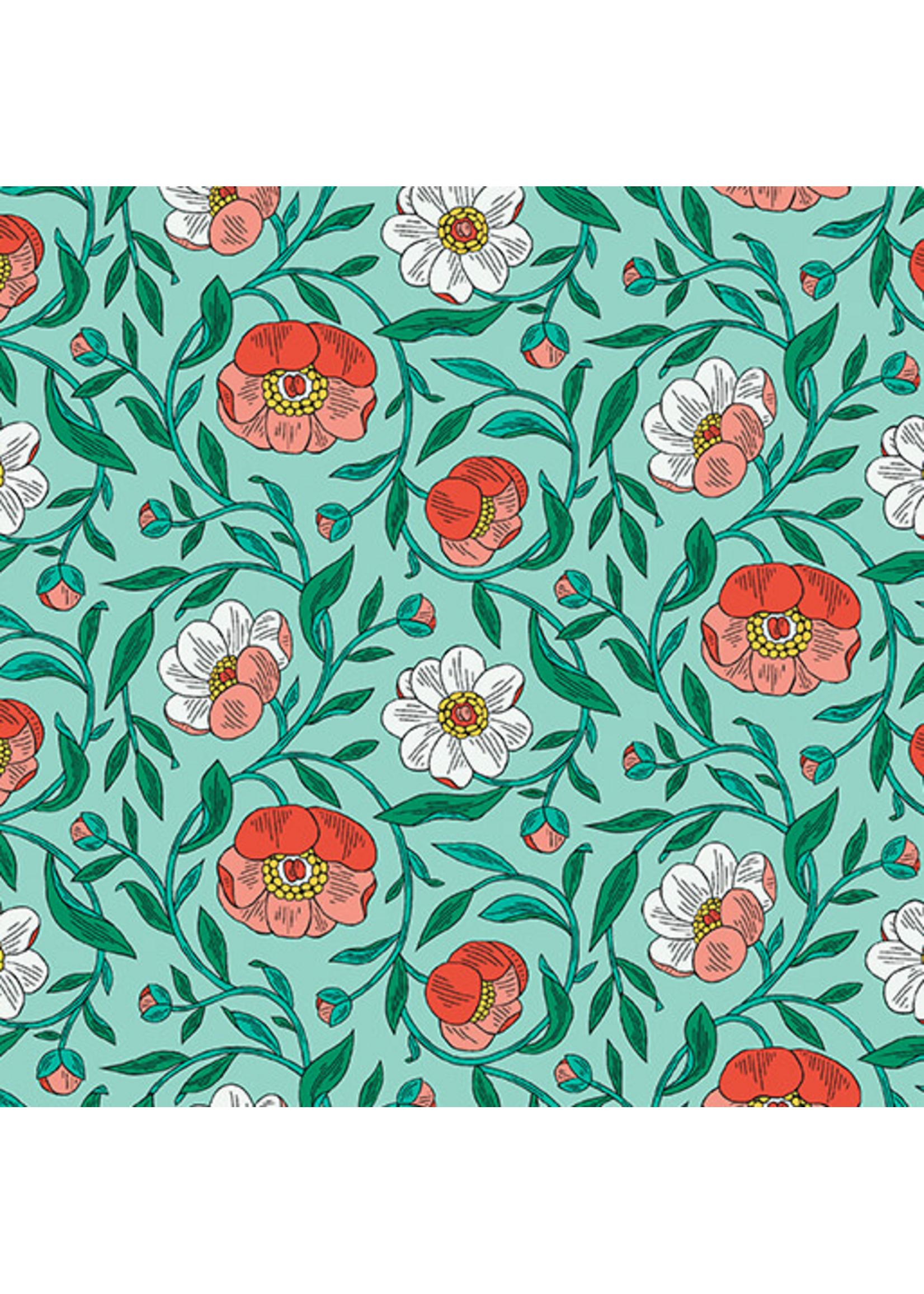 Benartex Blooming Color Harmony By Contempo Studio- Turquoise  1 unit = 10 cm = 4 inches
