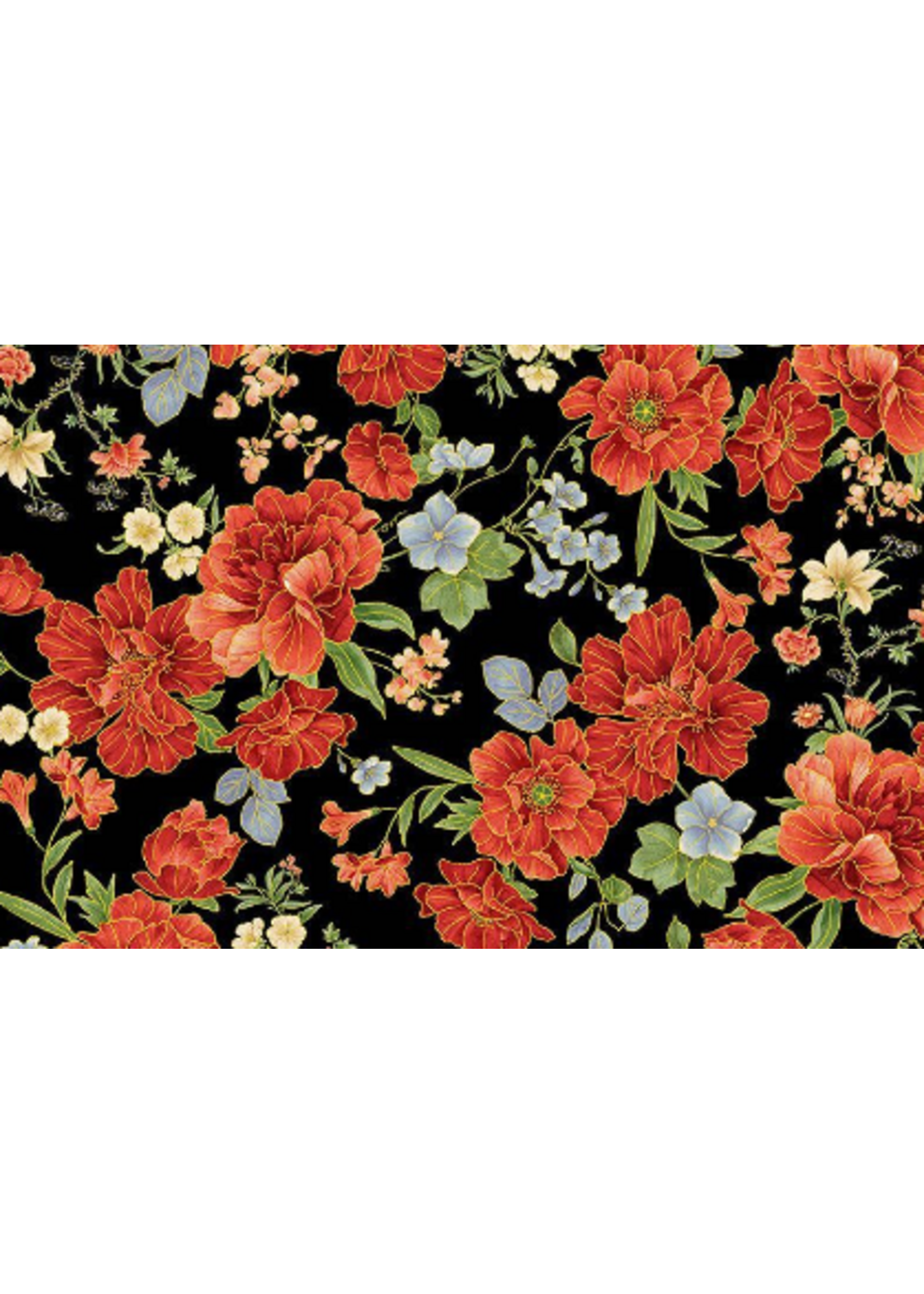 Timeless Treasures Imperial Blooms Asian Medium Floral  1 unit = 10 cm = 4 inches