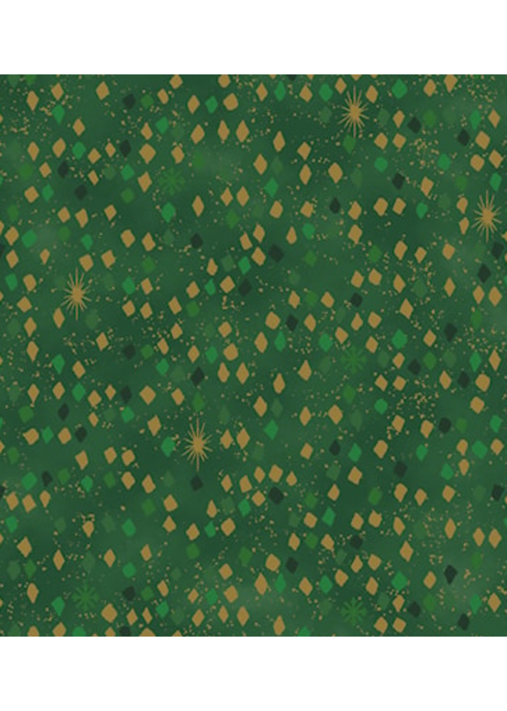 Blank Quilting Stof for Blank Quilting Snow Crystals Green /Gold  1 unit= 10cm=4 inches