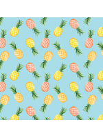 Benartex Tropical Splash By Kanvas Studios - Light Blue Pineapples   1 unit = 10cm = 4 inches